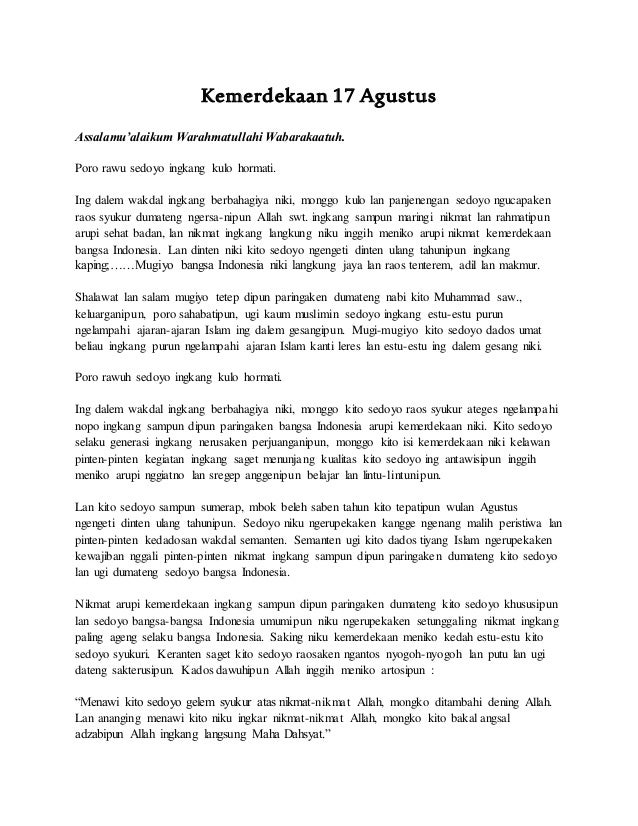 Teks Pidato Bahasa Sunda Tentang Proklamasi Kemerdekaan